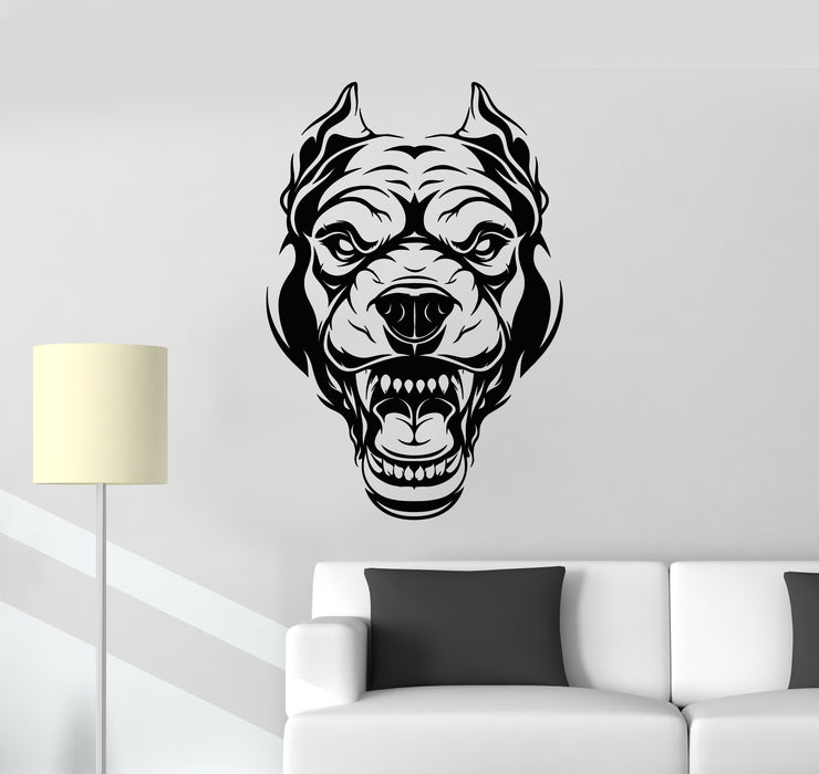 Vinyl Wall Decal Angry Dog Portrait Animal Security Pet Garage Decor Stickers Mural (g980)