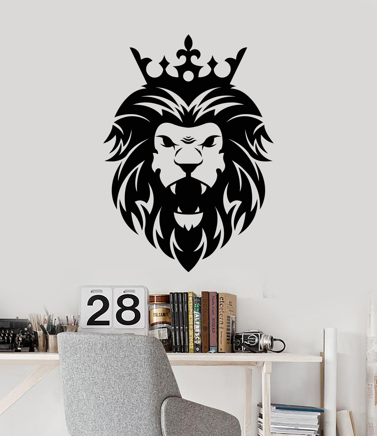 Vinyl Wall Decal Angry Lion Head African King Predator Crown Stickers ...