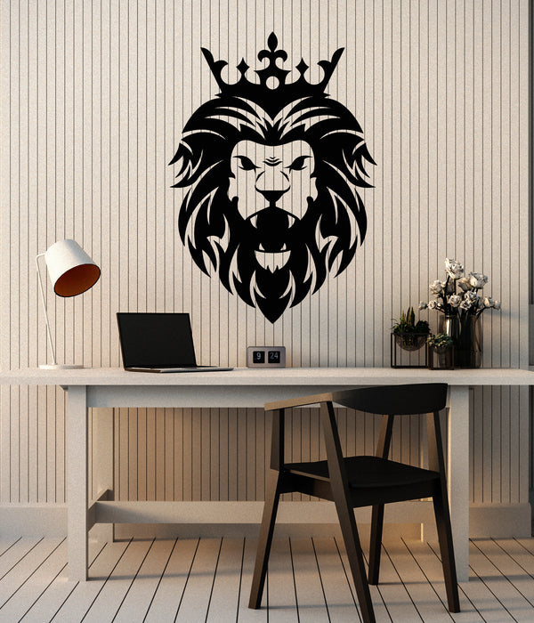 Vinyl Wall Decal Angry Lion Head African King Predator Crown Stickers Mural (g6966)