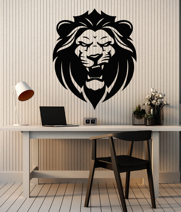Vinyl Wall Decal Angry lion Head Wild African Animals Predator Stickers Mural (g7244)