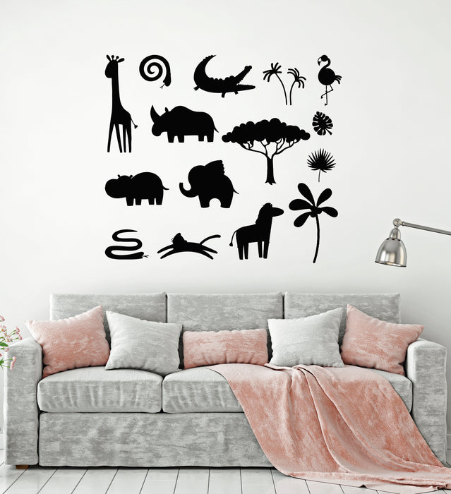 Vinyl Wall Decal African Animals Children's Room Nature Stickers Mural (g1808)