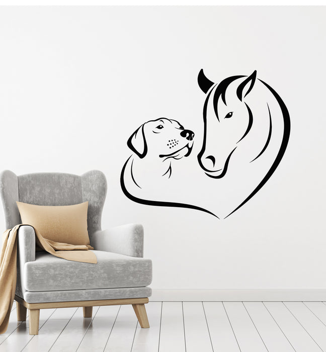 Vinyl Wall Decal Animals Horse Dog Love Pets Veterinary Clinic Stickers Mural (g2232)