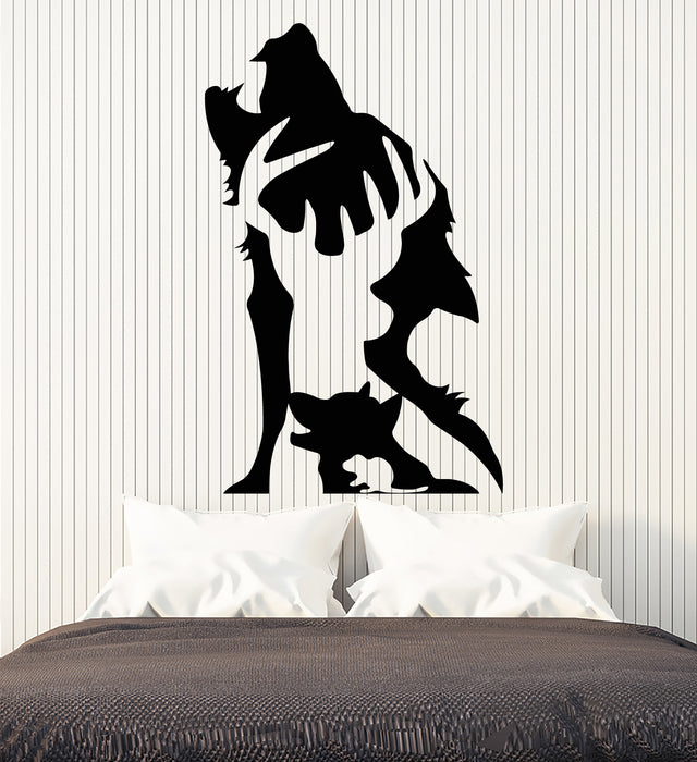 Vinyl Wall Decal Abstract Wild Forest Animals Wolf Deer Stickers Mural (g5333)