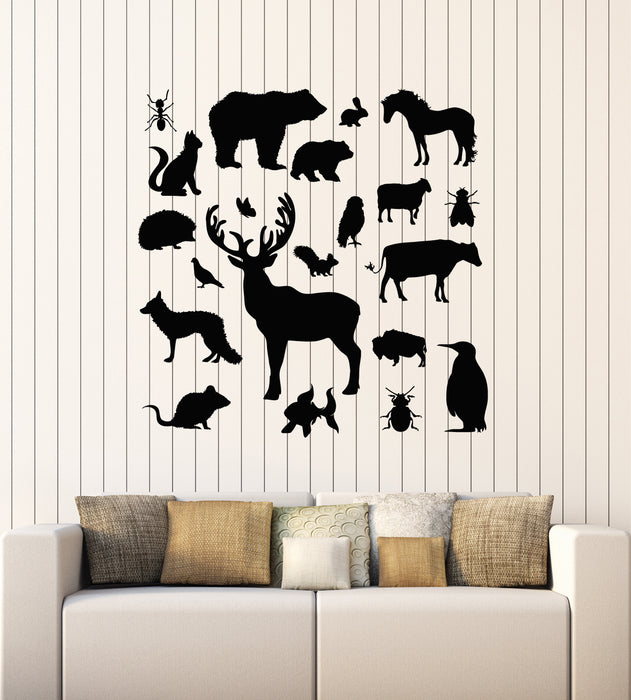 Vinyl Wall Decal Animals Deer Horse Rat Fox Hedgehog Owl Kids Room Stickers Mural (g7722)