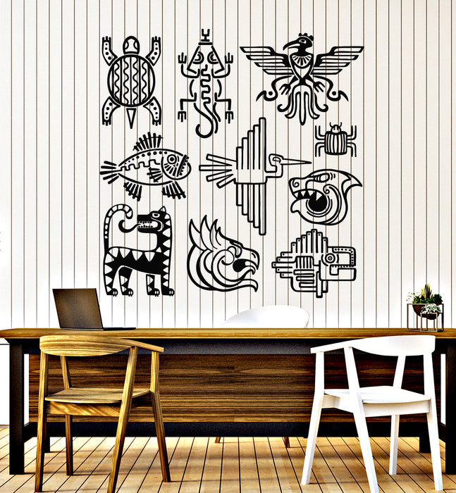 Vinyl Wall Decal Native American Patterns Aztec Decor Animals Stickers Mural (g5157)