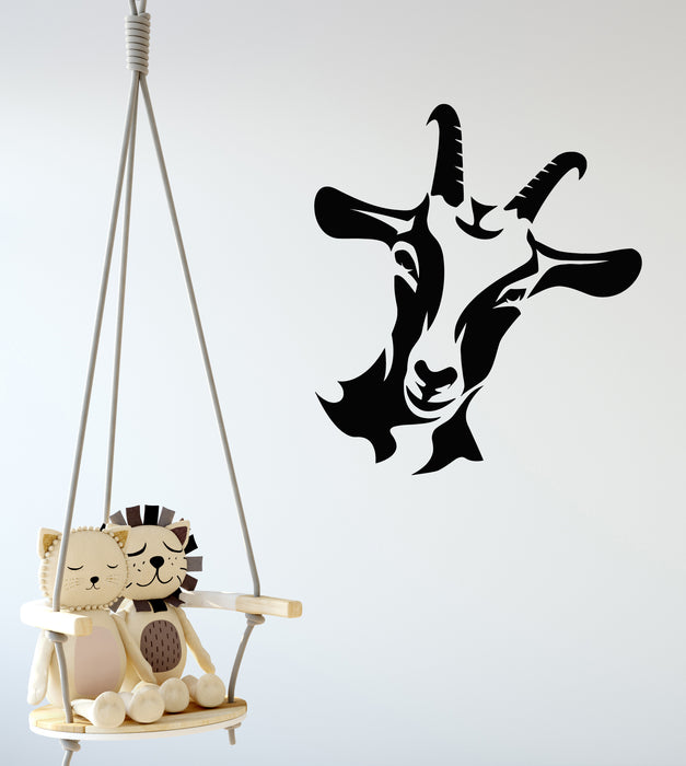 Vinyl Wall Decal Goat Head Animal Ferm Village Kids Room Stickers Mural (g7377)