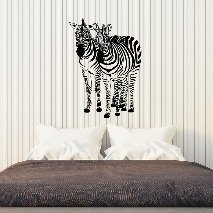 Vinyl Wall Decal Two Zebras African Animals Zoo Wild Decor Stickers Mural (g8392)