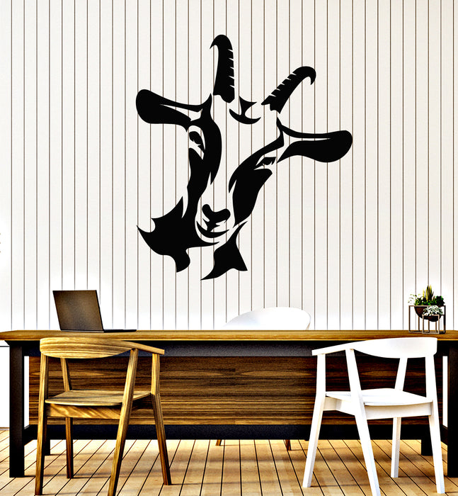 Vinyl Wall Decal Goat Head Animal Ferm Village Kids Room Stickers Mural (g7377)