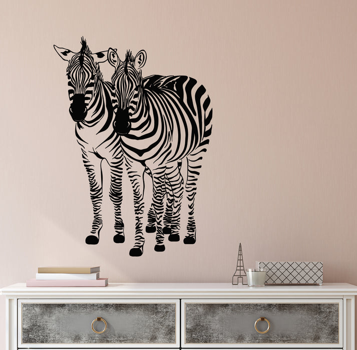 Vinyl Wall Decal Two Zebras African Animals Zoo Wild Decor Stickers Mural (g8392)