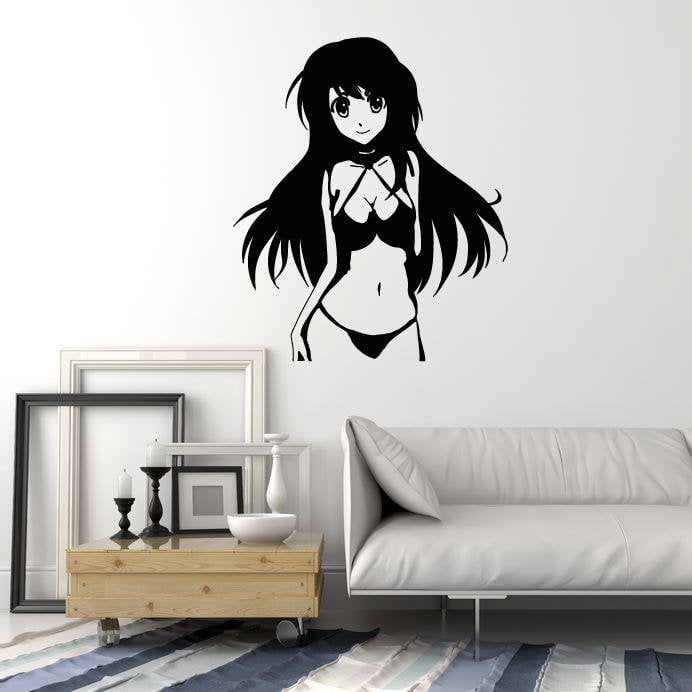 Vinyl Wall Decal Beautiful Anime Girl in Bikini Asian Art Decor Stickers Mural (ig5256)