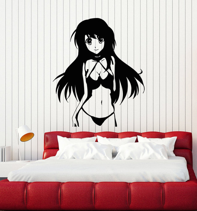 Vinyl Wall Decal Beautiful Anime Girl in Bikini Asian Art Decor Stickers Mural (ig5256)