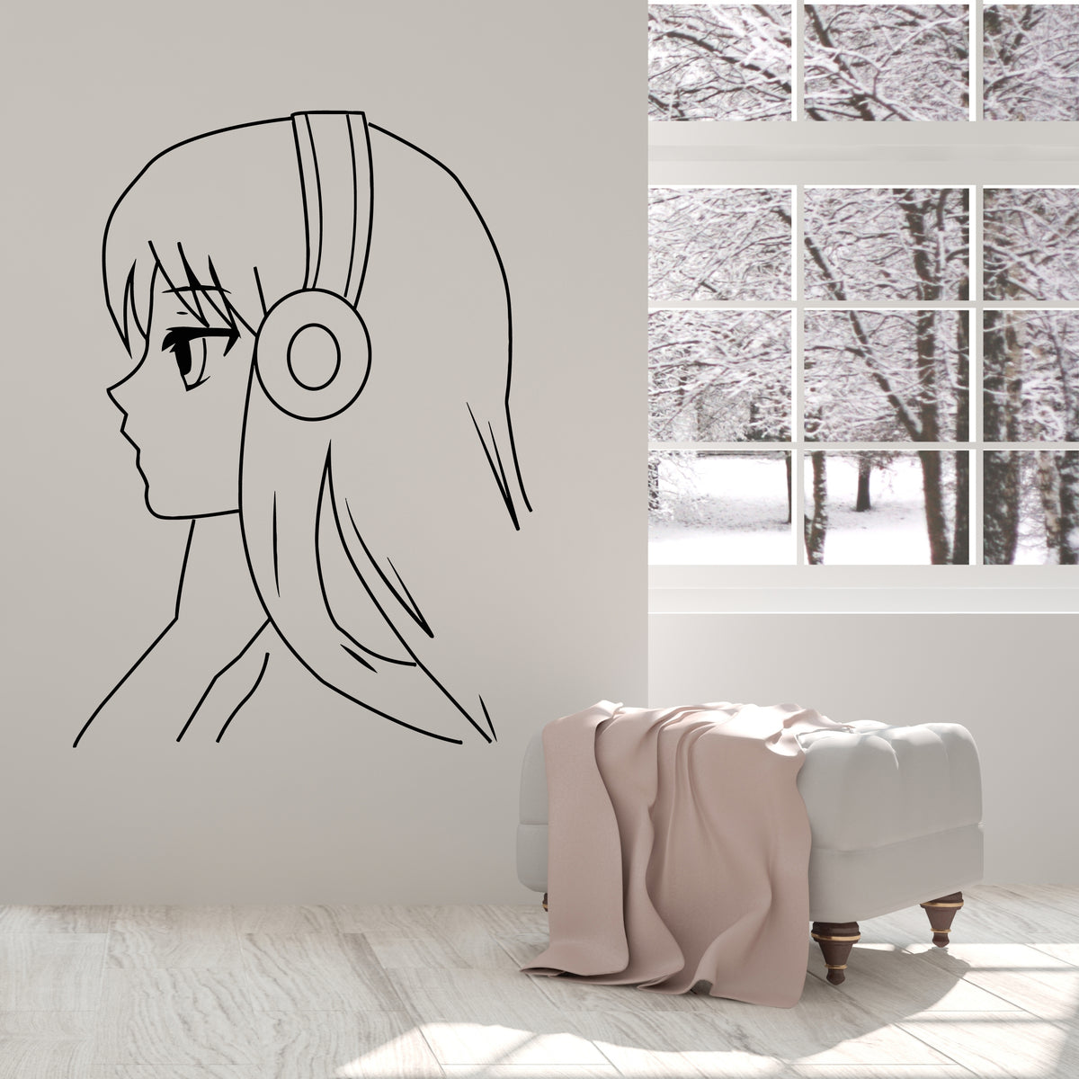 Anime Girl Manga Smashed 3D Wall Decal Sticker Mural Room Art