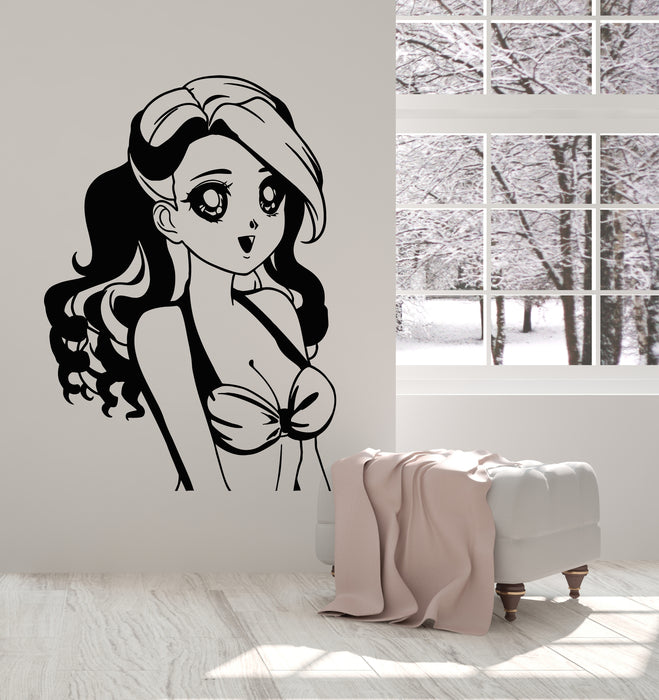 Vinyl Wall Decal Beautiful Anime Teen Girl Oriental Manga Stickers Mural (g3219)