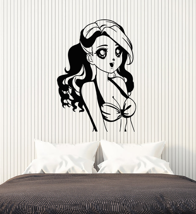 Vinyl Wall Decal Beautiful Anime Teen Girl Oriental Manga Stickers Mural (g3219)