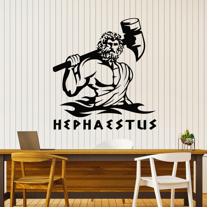 Vinyl Wall Decal Hephaestus Symbol Ancient Greek God Hammer Stickers Mural (g8091)