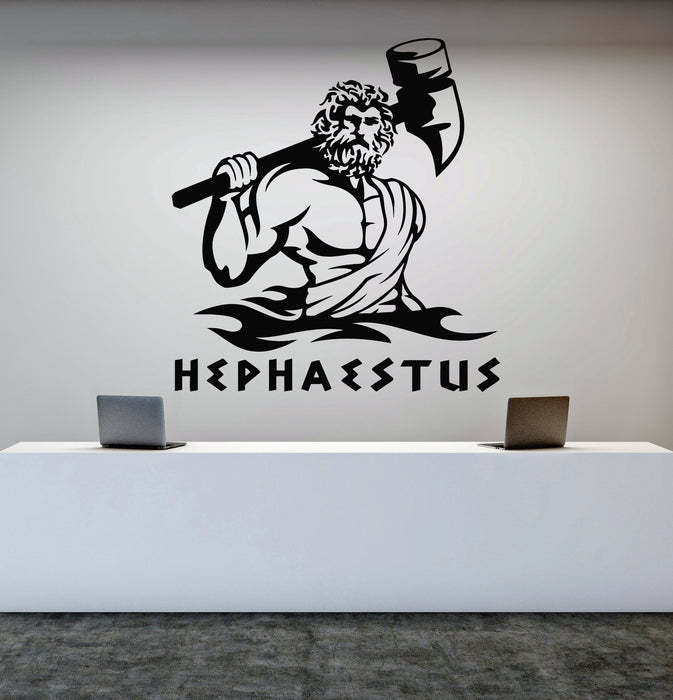 Vinyl Wall Decal Hephaestus Symbol Ancient Greek God Hammer Stickers Mural (g8091)