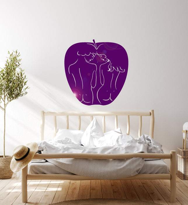 Vinyl Wall Decal Apple Bible Adam And Eve Paradise Love Stickers (2245ig)