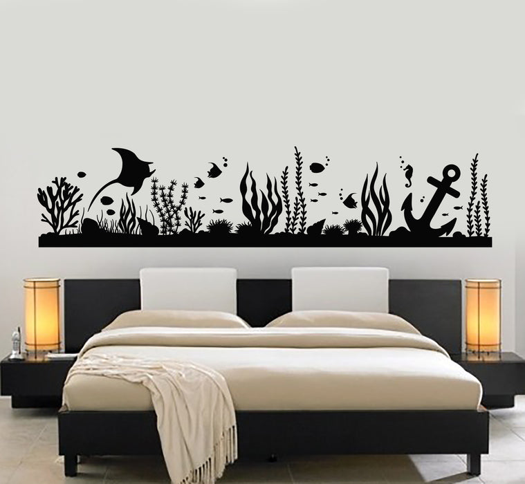 Vinyl Wall Decal Undersea World Anchor Aquarium Fish Sea Marine Stickers Mural (g6939)