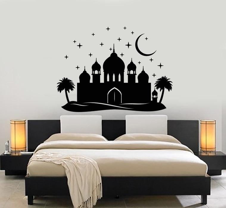 Vinyl Wall Decal Arabian Night Palace Palm Crescent Mosque Arabic Decor Stickers Mural (g525)