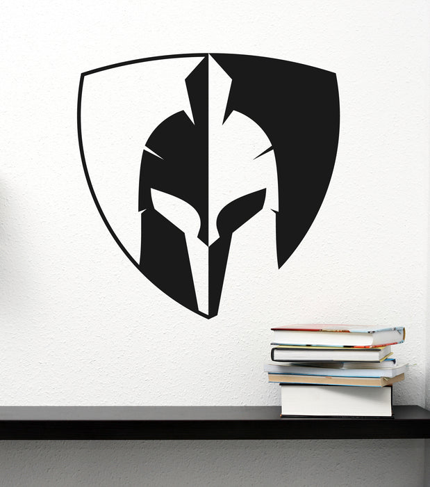 Warrior Armor Vinyl Wall Decal Black White Helmet Shield Stickers Mural (k114)