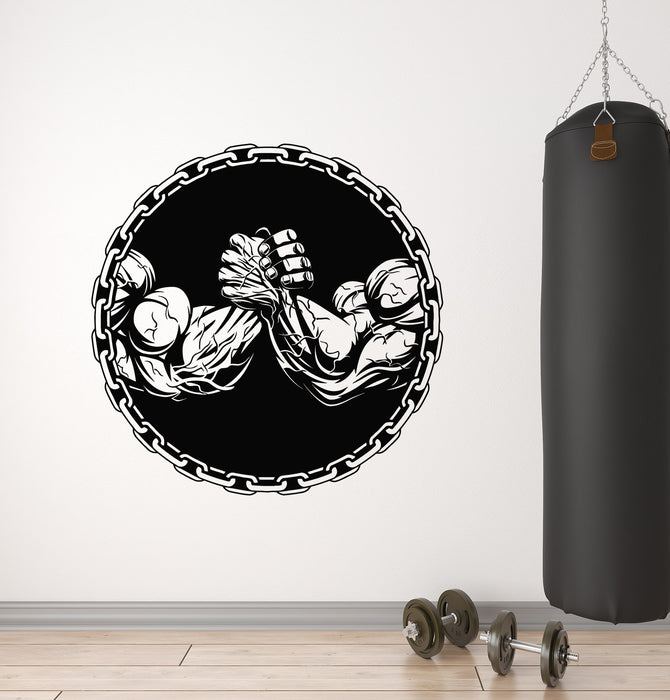 Vinyl Wall Decal Arm Wrestling Muscle Gym Bodybuilding Sports Decor Stickers Mural (g1013)