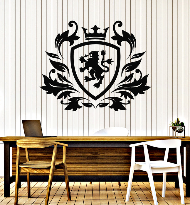 Vinyl Wall Decal Lion King Silhouette Heraldic Logo Shield Decor Stickers Mural (g7754)