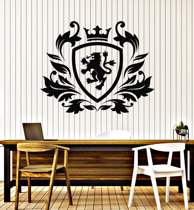 Autocollant mural en vinyle Silhouette du Roi Lion Logo héraldique Bouclier Décor Autocollants Mural (g7754)