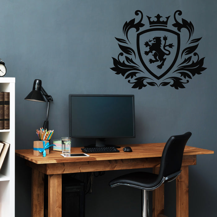 Autocollant mural en vinyle Silhouette du Roi Lion Logo héraldique Bouclier Décor Autocollants Mural (g7754)
