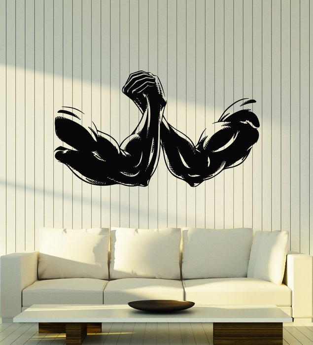 Vinyl Wall Decal Fitness Arm Wrestling Muscle Gym Bodybuilding Stickers Mural (g6072)