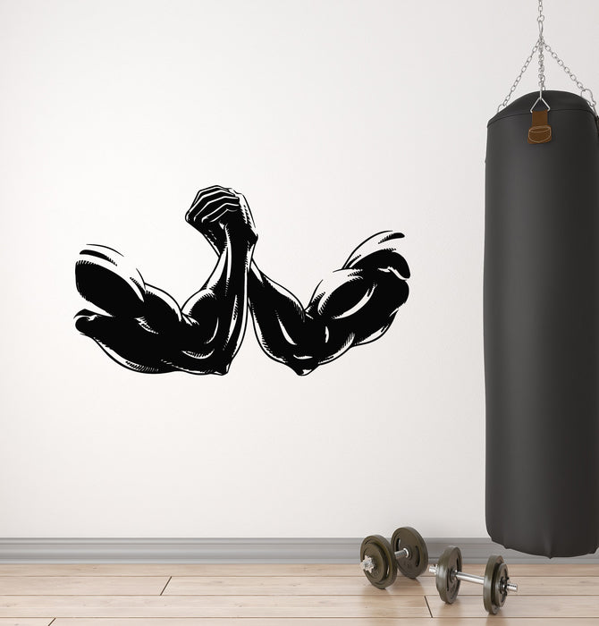 Vinyl Wall Decal Fitness Arm Wrestling Muscle Gym Bodybuilding Stickers Mural (g6072)