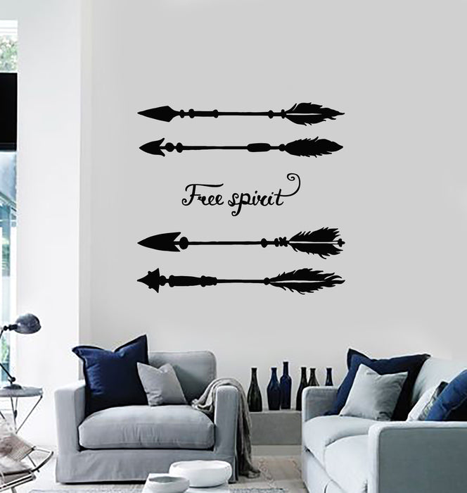 Vinyl Wall Decal Arrows Feathers Free Spirit Words  Ethnic Style Stickers Mural (g791)