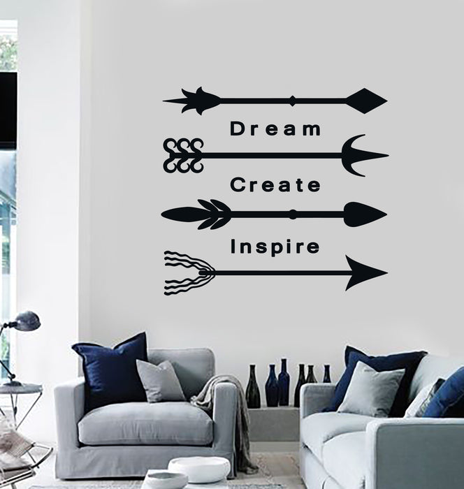 Vinyl Wall Decal Arrows Ethnic Art Decor Inspire Words Lettering Stickers Mural (ig5423)