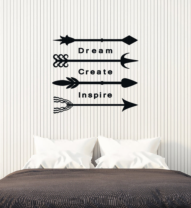 Vinyl Wall Decal Arrows Ethnic Art Decor Inspire Words Lettering Stickers Mural (ig5423)