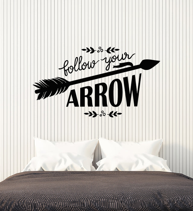 Vinyl Wall Decal Phrase Follow The Arrows Living Room Stickers Mural (g4958)