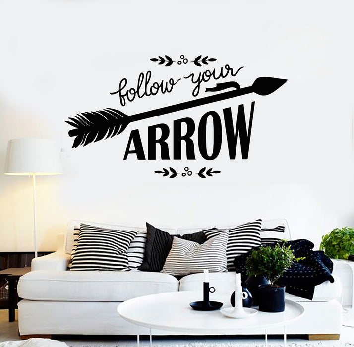 Vinyl Wall Decal Phrase Follow The Arrows Living Room Stickers Mural (g4958)