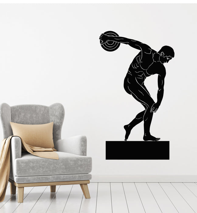 Vinyl Wall Decal Discobol Athlete Discus Throw Sports Decor Stickers Mural (g6207)