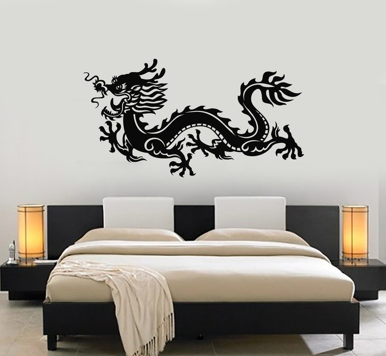 Vinyl Wall Decal Chinese Dragon Fire Ornament Fairytale Fantasy Stickers Mural (g441)