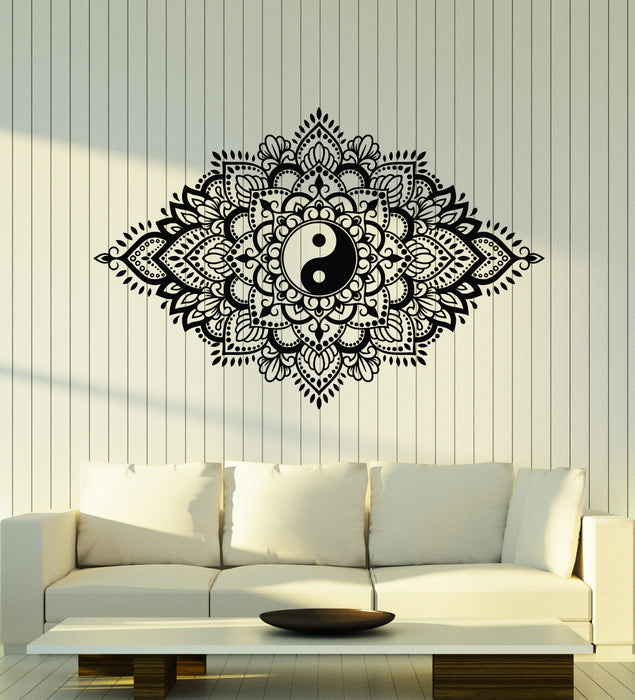 Vinyl Wall Decal Mandala Floral Ornament Yin Yang Zen Meditation Stickers Mural (g5347)