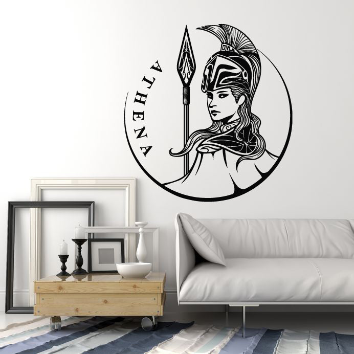 Vinyl Wall Decal Female Shield Ancient Greek Myth Athena Goddess Stickers Mural (g7299)