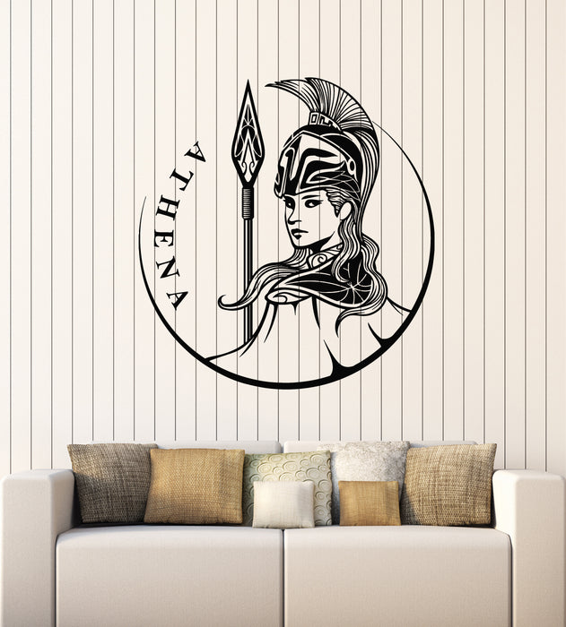 Vinyl Wall Decal Female Shield Ancient Greek Myth Athena Goddess Stickers Mural (g7299)