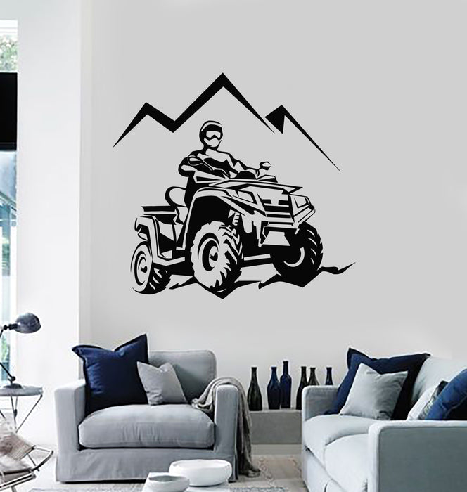 Vinyl Wall Decal Racing Rider ATV Quad Mountain Trips Extreme Sports Stickers Mural (g464)