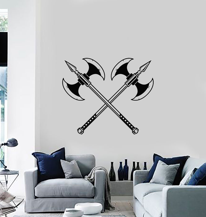 Vinyl Wall Decal Axes Weapons Warriors Poleaxe Man Cave Decor Stickers Mural (g479)