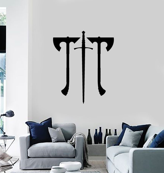 Vinyl Wall Decal Sword Axes Warrior Man Cave Viking Weapon Stickers Mural (g4301)