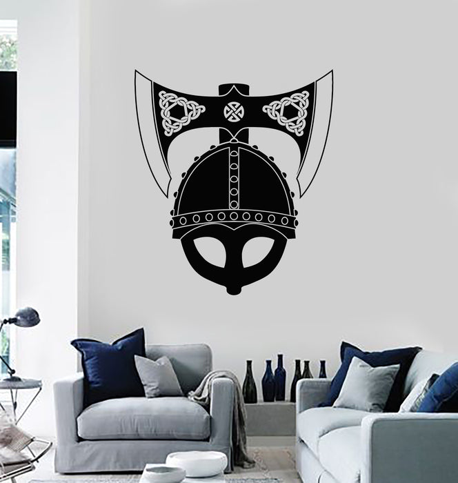 Vinyl Wall Decal Viking Symbols Scandinavian Helmet Warrior Axes Stickers Mural (g4461)