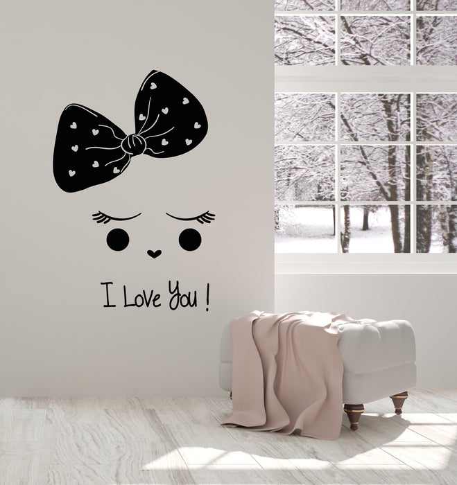 Vinyl Wall Decal Lettering I Love You Baby Bow Children Room Stickers Mural (g2003)