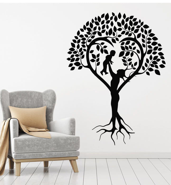 Vinyl Wall Decal Tree Life Branch Roots Woman With Baby Stickers Mural (g7897)