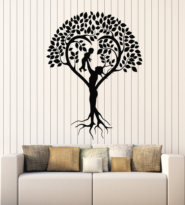 Vinyl Wall Decal Tree Life Branch Roots Woman With Baby Stickers Mural (g7897)