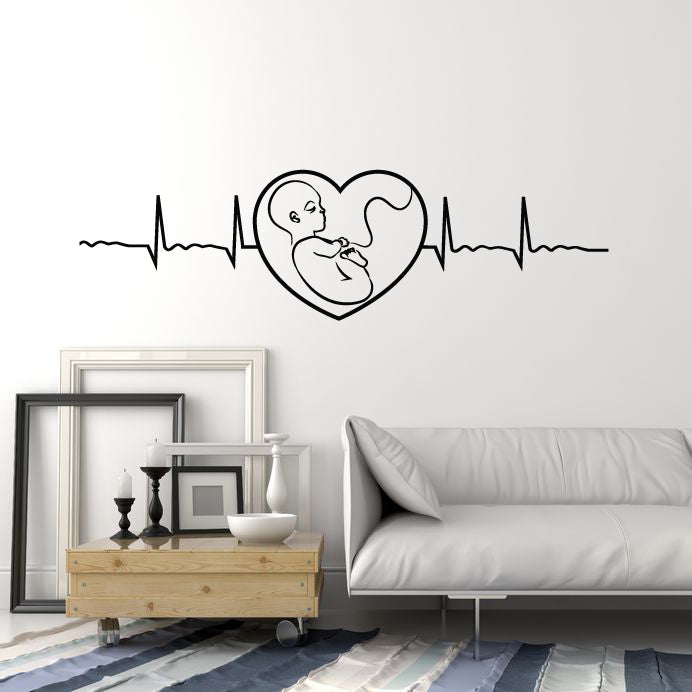 Vinyl Wall Decal Cardiogram Heart Beat Baby Maternity Hospital Stickers Mural (g5804)