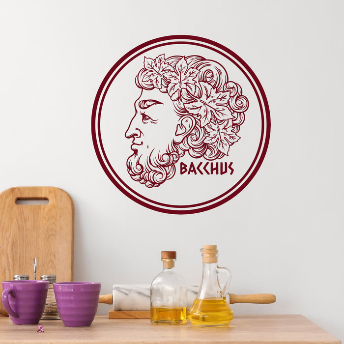 Vinyl Wall Decal Bacchus Ancient Greek God Wine Cabinet Alcohol Restaurant Party Greece Stickers Mural (ig6495)