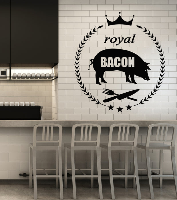 Vinyl Wall Decal Pig Meat Market Tasty Food Royal Bacon Stickers Mural (g7639)